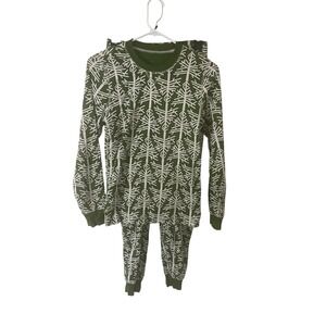 Pact Extra Small Pajama Set Women's Pants Shirt Organic Cotton‎ Green Trees
